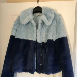 Alice + Olivia xs blue faux fur jacket